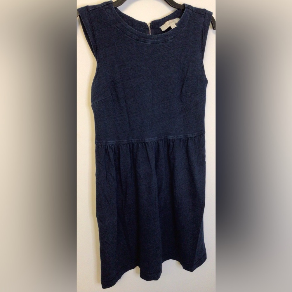 Loft sleeveless navy midi dress size 4 - Picture 1 of 4